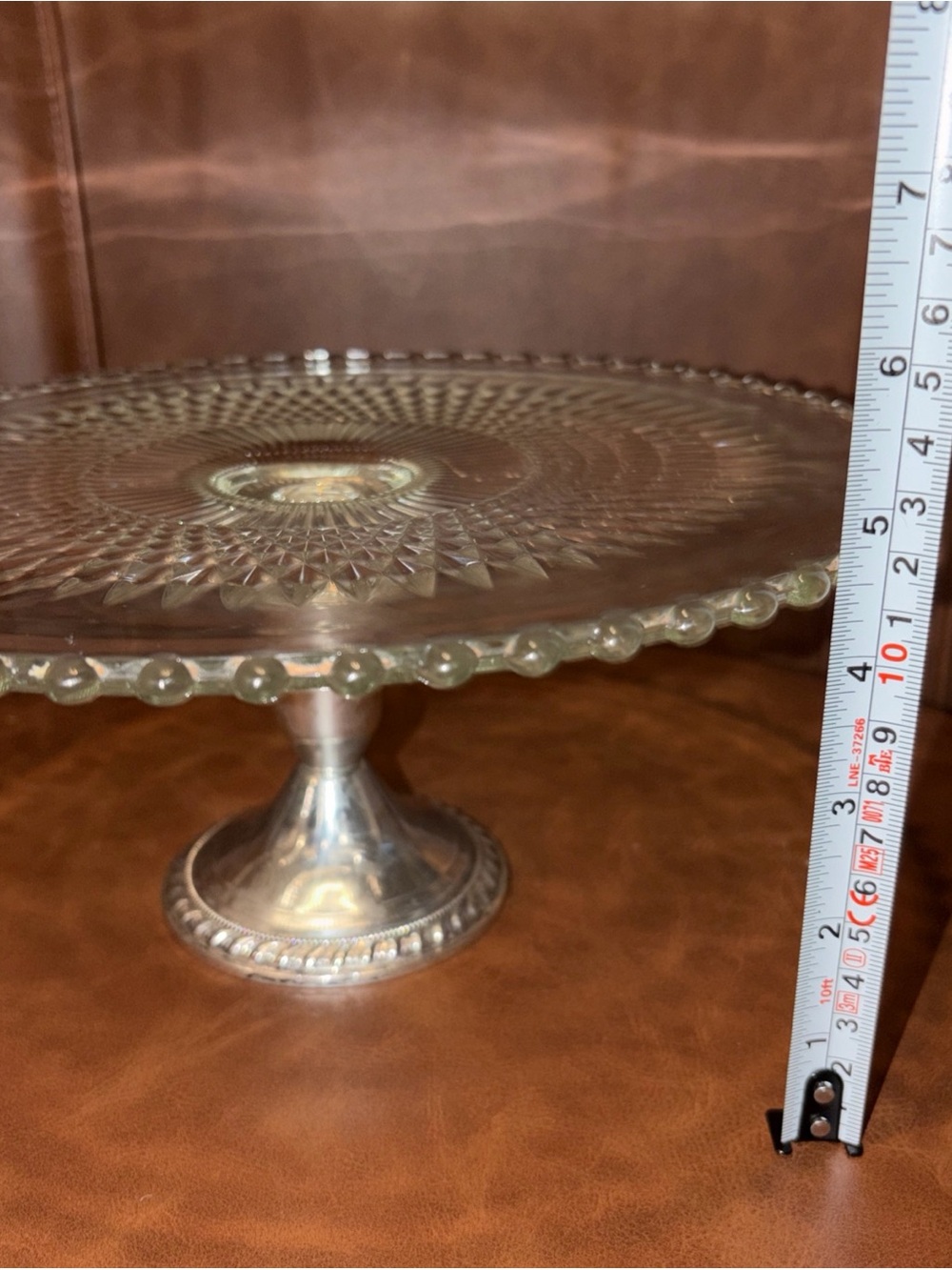 Vintage Duchin Sterling Silver removable Bottom Glass Pedestal Cake Stand 10.5 - Picture 9 of 10